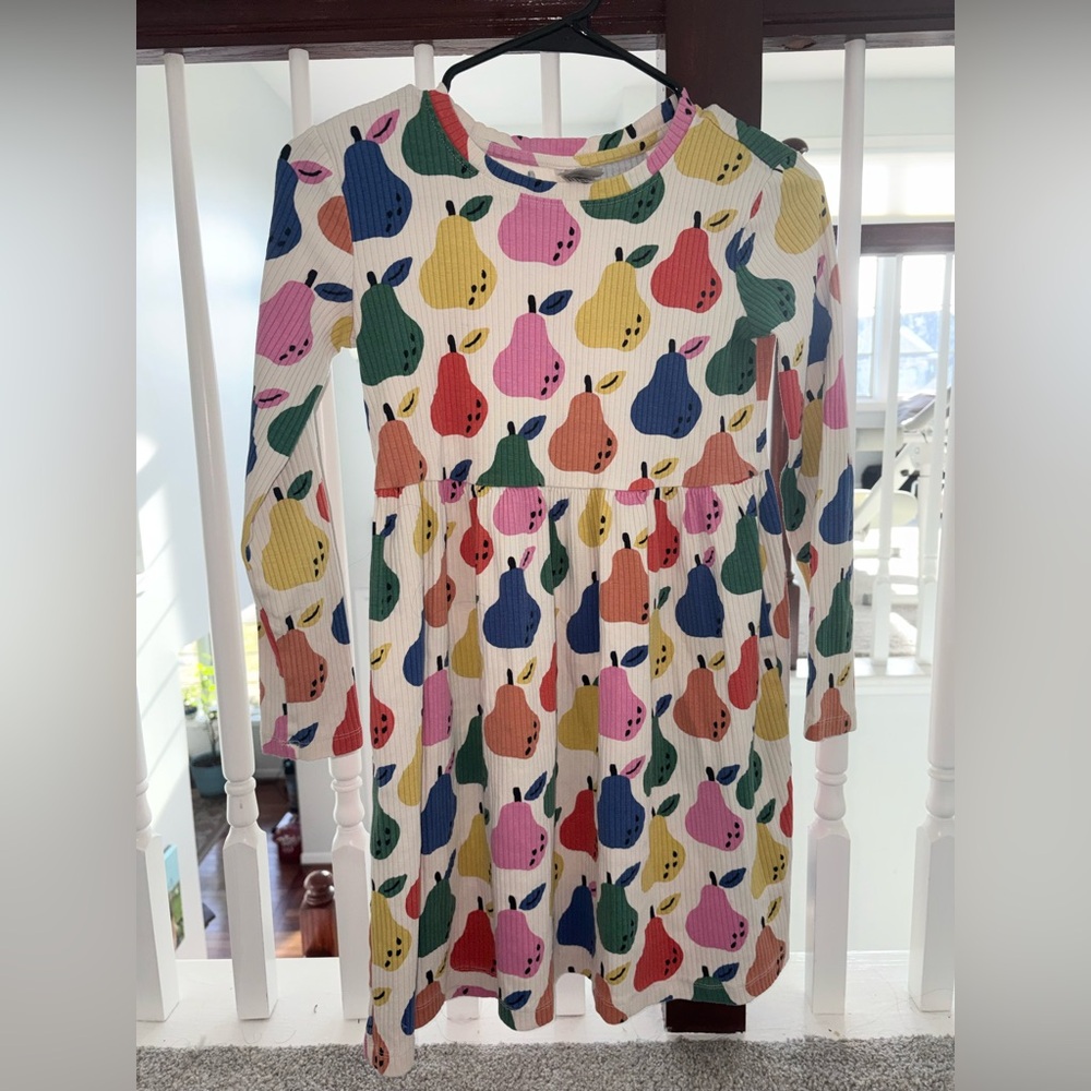 Hanna Andersson Multicolor Pear Print Long Sleeve Dress Pre-Owned Size 12